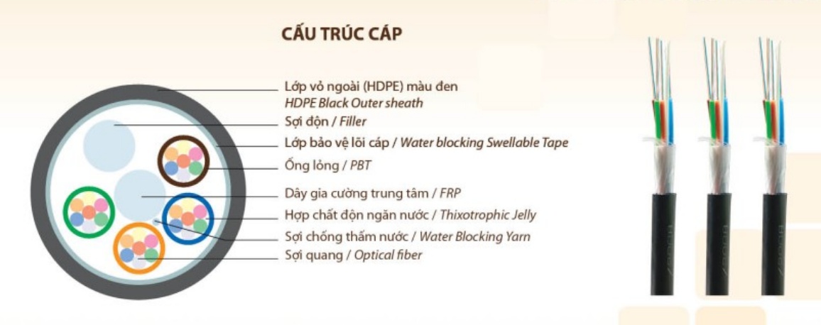 Marmont-Cấu trúc của cáp quang luồn cống Singlemode PKL 24FO (core)