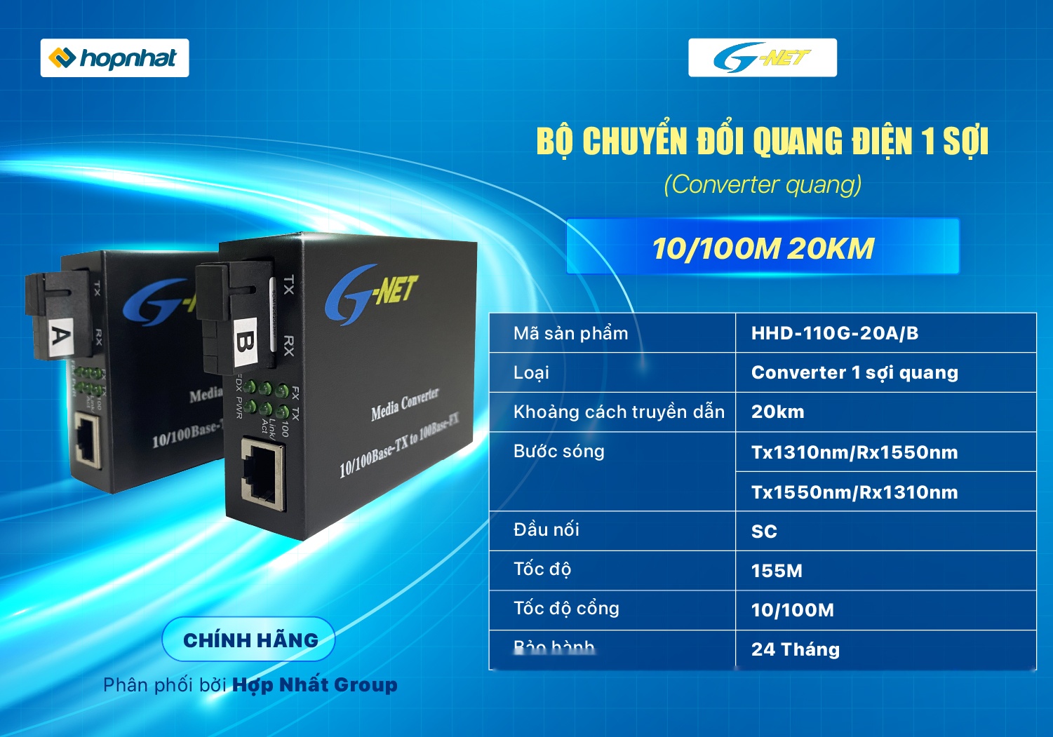 Marmont-Converter 1 sợi quang HHD-110G-20A/B GNET