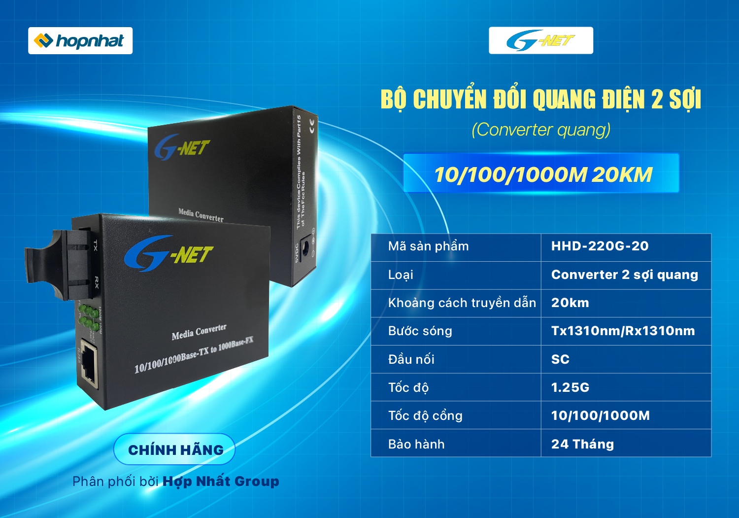 Marmont-Bộ chuyển đổi quang điện 2 sợi quang GNET